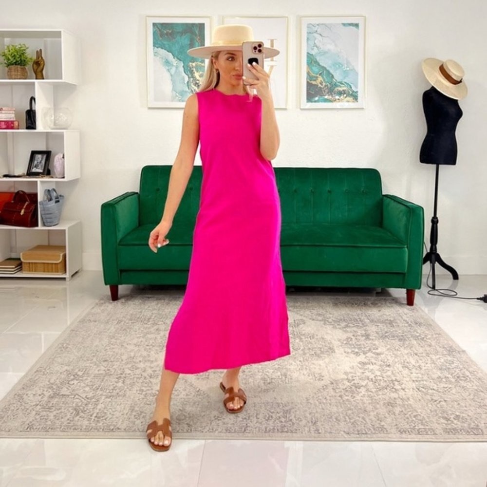 NWT Callahan James Pink Linen Midi Dress size XS